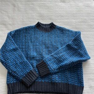 APRICOT Men's Textured Blue and Black Crewneck Sweater